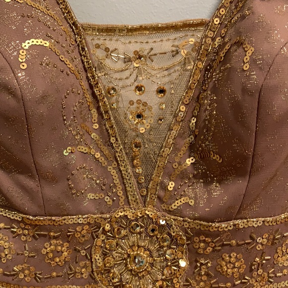 Fancy schmancy mauve and gold size 8 long dress - Picture 6 of 9